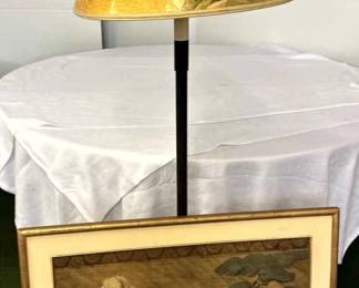 Vintage Floor Lamp and Floral Painting