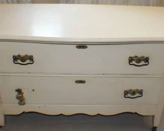 Vintage Dresser with Curved Front and Brass Hardware