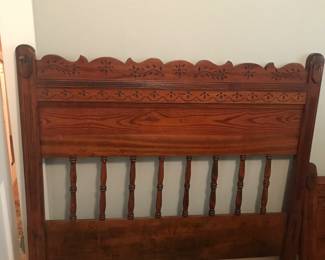 Antique oak bed- headboard, footboard etc