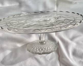 Crystal Cake Stand- Floral Pressed - Aprx. 9.5 "