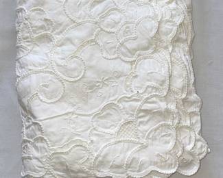 White Cotton Embroidered Tablecloth