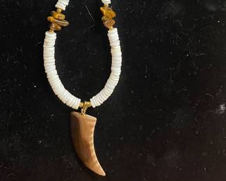 Tiger's Eye -Horn & Shell Necklace-