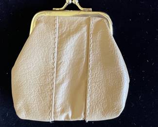 Beige Leather Coin Purse-Ladies Brown Leather Wallet - coin, bills, cards --