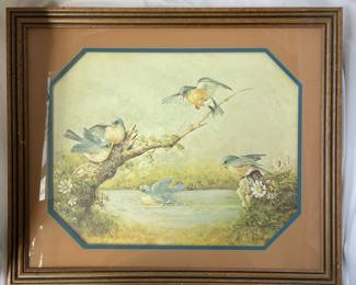 Birds on Branch Framed Art