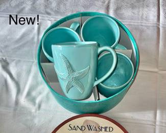 4pc Ceramic Mugs -Cracker Barrel Sand Blasted