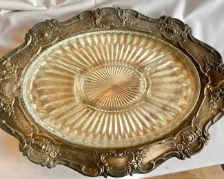 Silverplate Divided Serving Relish Old Master Dish tray. - Large