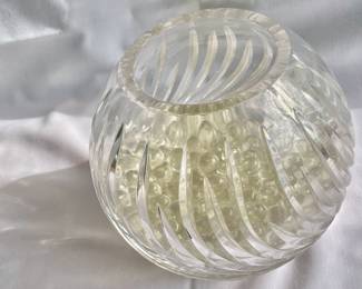 Round Glass Vase-Hallmark -- with glass beads.