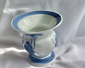 Blue & White Chinoiserie Vase- Vintage