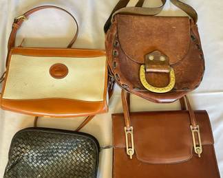 Dooney & Burke Bone British Tan Shoulder Bag - Pebbled Leather, Mexican Brown Tooled Leather Handbag-, Black hand bag, Brown leather Sachel with gold clasp