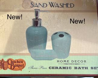 3 Piece Sand Washed Ceramic Bath Set -Cracker Barrel