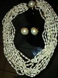Seed Pearl & 14K Necklace & Earrings