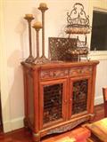 Pair of Carved Wood Wine Cabinets