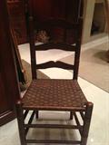 Pair English Country Woven Seat Chairs