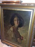 Antique Lg Portrait Original Art
Flemish School/ signed Thomas Hall