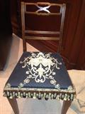 Antique Wood Chair w/Black
 & Gold Fringed Chair