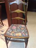 Antique English Needlepoint Seat Chair