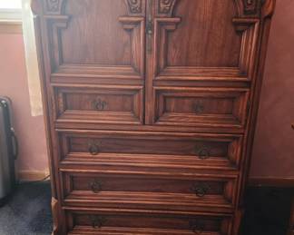 Solid Oak Tall Dresser