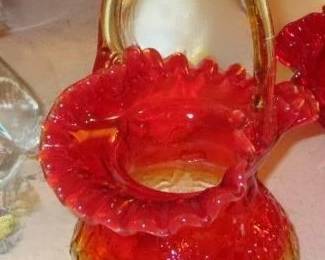 AMBERINA FENTON GLASS BASKET