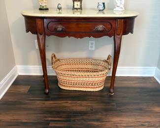 Antique table with 2 drawers 
43” wide
18” deep
32” high