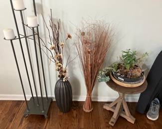 Candle stand, small table w succulents
