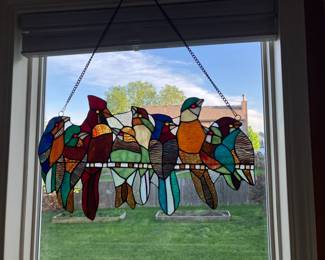 Leaded stained glass birds