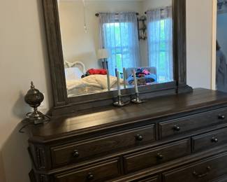 Dresser w mirror and 9 soft-close drawers, Aspen Home