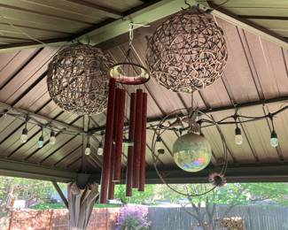 Wind chimes w beautiful tone, lighted spheres