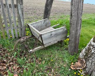 wooden wheel barrow