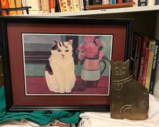 Cat artwork and decor, cookbooks