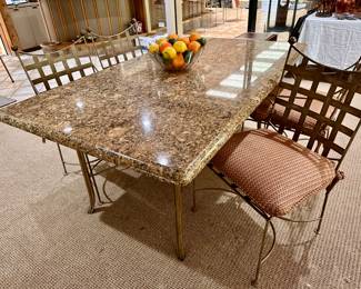 Granite Top Table with metal base
4 Metal framed Chairs