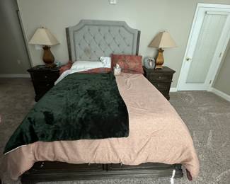 Queen Size Headboard and Rails with built in storage drawers