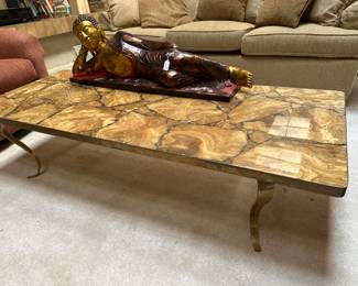 MCM Mexican Onyx table Too
Brass legs