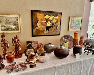 Raku signed Pottery
Balinese Wood Carvings