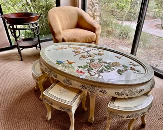 Japanese Tea Table and 6 stools
Century Furniture Co. Swivel Glider
Basket Table