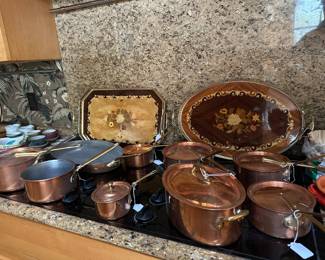 French Copper Pots & Pans
Beautiful Inlaid Wood Trays