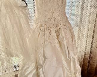 Sequined Wedding Dress with Veil