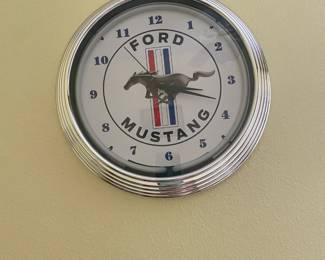 Chrome Ford Mustang Car Clock
