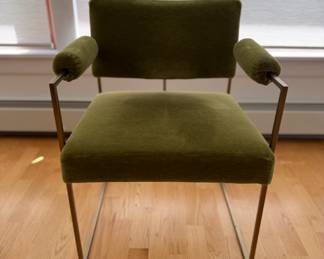Set of 4 Milo Baughman "Thin Line" Upholstered Dining Chairs Upholstered in Green Mohair Velvet. Photo 1 of 3.