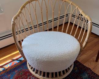 Gubi Rattan Chair with Boucle Cushions. Photo 1 of 4.