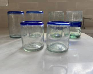 Set of 6 Hand-Blown Mexican Glass Tumblers. Photo 1 of 4.
