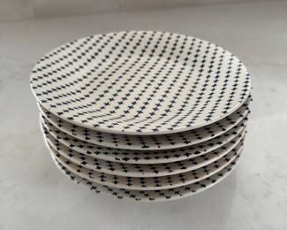 Set of 6 Crate & Barrel Mai Blue Crisscross Salad Plates. Photo 1 of 3.
