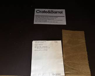 Pair of Crate & Barrel Light-Olive Colored Leather Club Chairs with Nailhead Trim. Each Measures 31" W x 36" D. Photo 4 of 4.