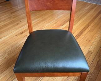 Set of 8 Vintage Swedish Dining Chairs Upholstered in Maharam Edelman All Grain Leather in Mildew. Each Measures 20" x 18" W with 19" Seat Height. Photo 1 of 2.