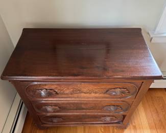 Eastlake Victorian Three-Drawer Chest of Drawers. Measures 32" W x 17" D x 31" H. Photo 2 of 4.