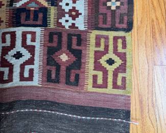 Vintage Turkish Kilim Rug. Measures 12' x 7' 7". Photo 2 of 2.