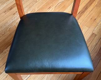 Set of 8 Vintage Swedish Dining Chairs Upholstered in Maharam Edelman All Grain Leather in Mildew. Each Measures 20" x 18" W with 19" Seat Height. Photo 2 of 2.