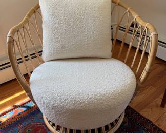 Gubi Rattan Chair with Boucle Cushions. Photo 3 of 4.