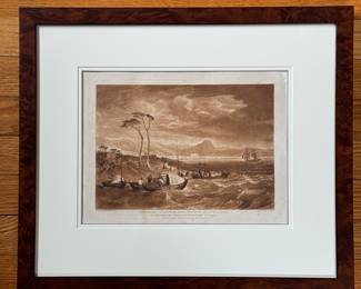 "Inverary Castle And Town, Scotland. The Drawing in the Possession of the Duke of Argyle. Antique Hand-Colored Etching by J. M. W. Turner. Measures 19" x 15" Overall. Photo 1 of 4.