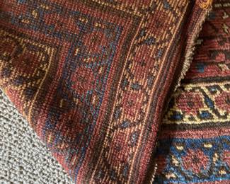 Antique Kurdish Wool Rug. Measures 3'5" x 7' 6". Photo 3 of 3.