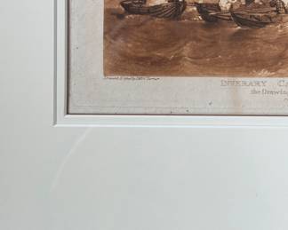 "Inverary Castle And Town, Scotland. The Drawing in the Possession of the Duke of Argyle. Antique Hand-Colored Etching by J. M. W. Turner. Measures 19" x 15" Overall. Photo 2 of 4.